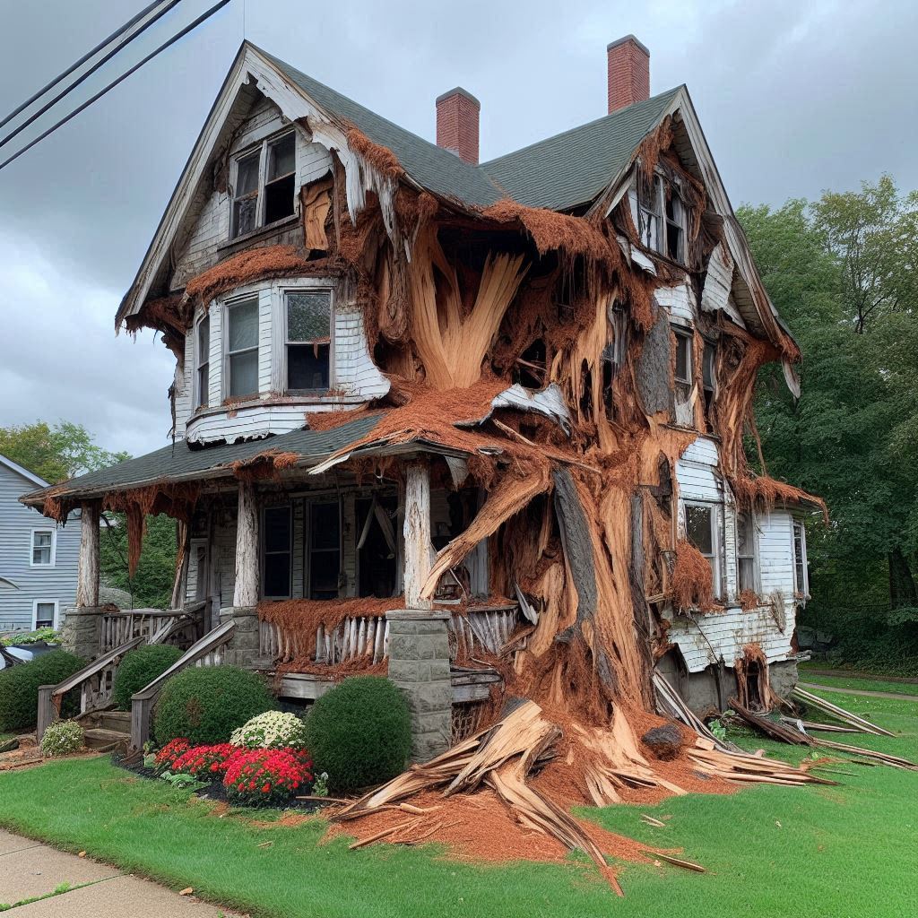 Signs Your New Milford Home Needs a Tree Inspection Damaged tree on an New Milford home showing signs of disease and decay
